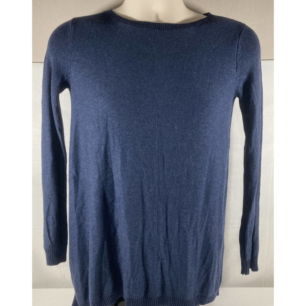 Two Twenty Five Womens Small Blue Cashmere Blend Heather Sweater Back Zip NWT!